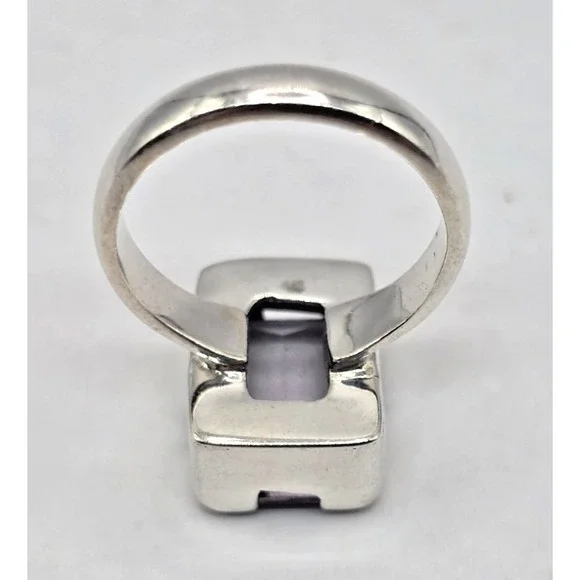 Amethyst Ring Size 7 Sterling Silver 925 Rectangle Handmade Statement NWOT